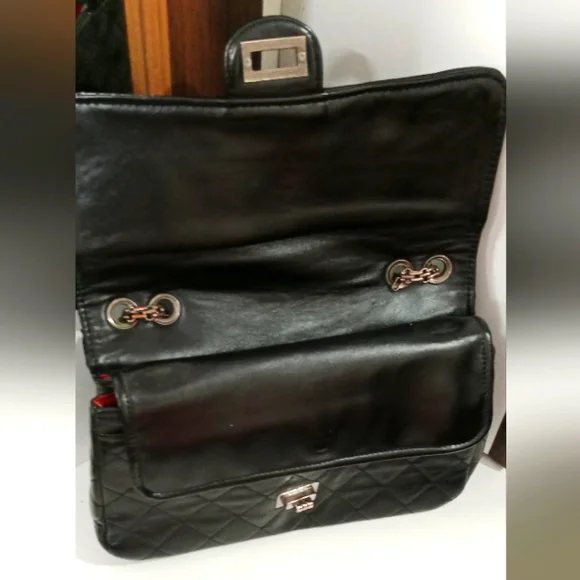 Calfskin synthetic luxury leather flap shoulder bag black 🖤 - Picture 14 of 16